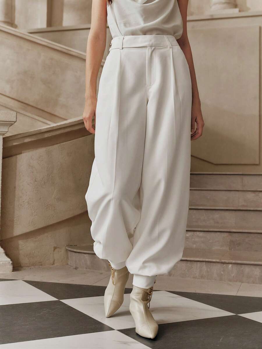 Savoree 女士时尚灯笼裤，秋季款 - 白色 - 查看 1