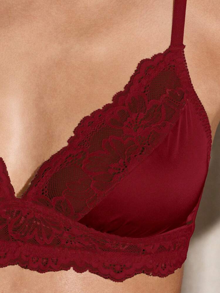 Lace Trimmed V Neck Bralette