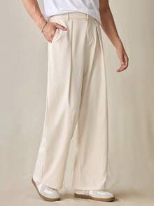 SWAVVY 男士纯色松紧腰直筒休闲梭织裤，纯色长款度假宽松休闲裤，适合送给老公、男朋友的礼物