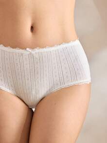 Ocili Women's Contrast Lace Bow Decor Briefs - White - View 6
