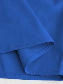 Maweii Conjunto de 2 piezas de chaleco corto y pantalón de pierna ancha de unicolor para mujer de talla grande - Neblina azul - Ver 6