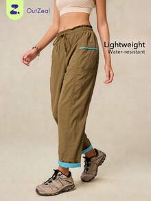 Pantalones deportivos para mujer, resistentes al agua, ligeros y activos para camping, senderismo, verano y primavera - Camel - Ver 12