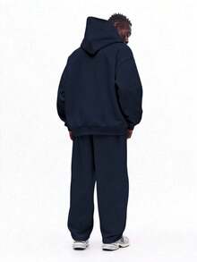 SUMWON Setelan Hoodie Oversized dan Celana Jogger yang Serasi untuk Gaya Streetwear Kasual Musim Dingin. - Royal Blue - View 3
