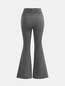 SHEIN Girlism 3pcs/Set Teen Girl Knit Black & Gray Ruched Waist Casual Skinny Flare Pants Pants Flare Leg Flare Pants Girls Teens Girls Sports Knit Flared Pants Flared Leggings Bell Bottom Pants Girls - Multicolor - View 9