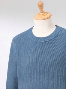 RONVEXI Men's Solid Color Minimalist Crew Neck Long Sleeve Sweater, Casual Everyday Wear Winter Cashmere Men S Clothing Blue Sweater - Baby Blue - View 6