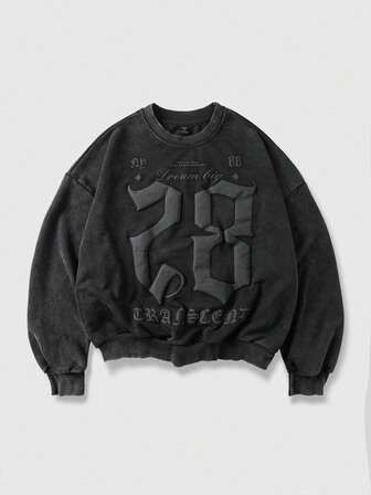 Sweat-shirt décontracté pour hommes avec lettres gaufrées, automne