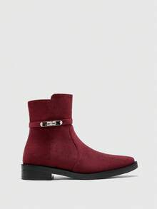 CUCCOO BIZCHIC Botines de mujer versátiles y de moda, de estilo minimalista y casual - Burdeos - Ver 2
