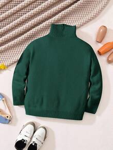 SHEIN Ung pojke Loose Fit College Style Långärmad Turndown-tröja med krage