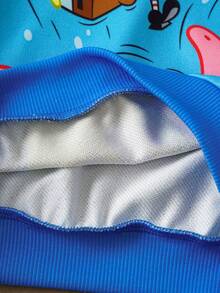 SpongeBob SquarePants | SHEIN Young Boy Cute Cartoon Pattern Blue Casual Long Sleeve Sweatshirt