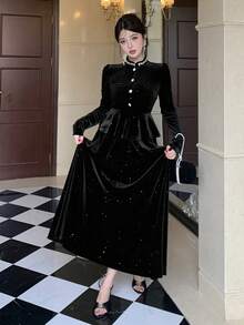 DAZY Women's Elegant Glitter Thermal Lined Top And Skirt 2 Pieces Set, Autumn/Winter