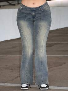 Arliah جينز كاجوال نسائي متعدد الجيوب وبأزرار أمامية - الأزرق - مشاهدة 6