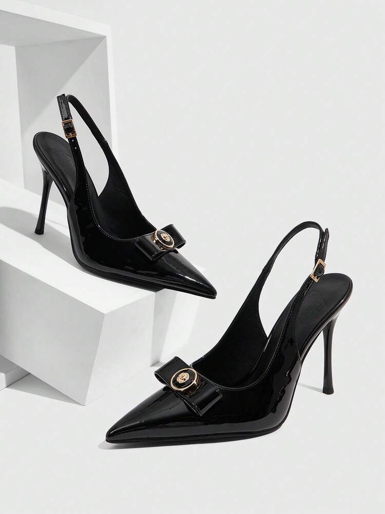 CUCCOO SZL Minimalist Solid Color Pointed Toe Backless Women Pumps For Christmas