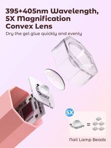 1 件手持式 LED 显示屏美甲灯，USB 充电便携式指甲烘干机，用于凝胶/抛光固化，适合家庭 DIY 使用 - 粉色 - 查看 6
