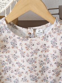 Elladie kids Young Girl Textured Fabric Short Sleeve Button Back T-Shirt & Casual Long Pants 2-Piece Set