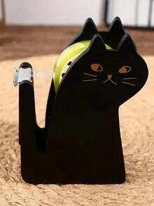 Joivida 可爱木质猫咪胶带座，透明胶带收纳架，粘性桌面支架，独特的办公学习文具礼物，送给朋友的理想之选 - 彩色 - 查看 6