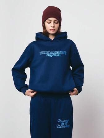 SURIMA 2 st/set för kvinnor, avslappnad minimalistisk mönster, huvad långärmad, lös passform, lämplig för vår/höst