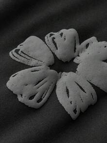 SWAVVY Men's Casual Loose Fit Pullover Hoodie With All-Over Graphic Print, Black, Spring/Autumn, Going Out,Streetwear Flower Hoodie Black Graphic Hoodies Y2k Hoodie Men - Black - View 3