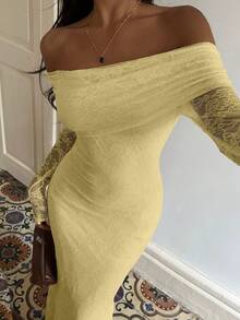 SHEIN Unity Elegant Wedding, Christmas Party Dress - Light Yellow - View 6