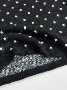 Franclia 女士优雅蝴蝶结毛衣波点半裙两件套，秋冬款 - 黑色 - 查看 4