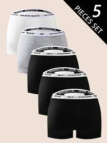 Manfinity Underwear&Sleepwear Basics 5 piezas/paquete Calzoncillos tipo bóxer sin costuras con estampado para hombres, ropa interior de talla grande, adecuada para todas las estaciones - Multicolor - Ver 2