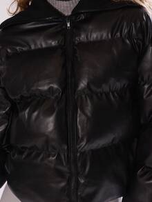 MUSERA Chaqueta acolchada con cremallera, cuello vuelto acanalado brillante, para el invierno, esquí, vacaciones, descanso y après-ski - Negro - Ver 7