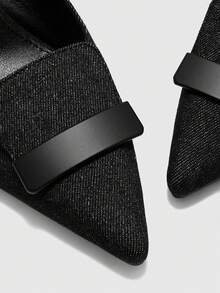 CUCCOO BIZCHIC Commuting Casual Minimalist Closed Toe Thin Heel Women Pumps For Christmas - Black - View 6