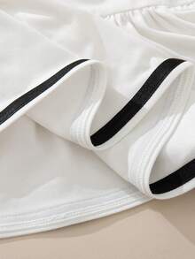 Souflis Souflis Baby Girl White Collared Black Striped Ruffle Hem Dress - White - View 8