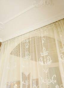 Cirelle 1pc European Style Lovely Luxurious Pearl Embroidered Door/Window Curtain With Decorative Rod For Hanging - White - View 12