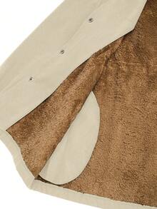 GlowEve Hooded Collar Button Front Long Sleeve Regular Jacket - Apricot - View 7