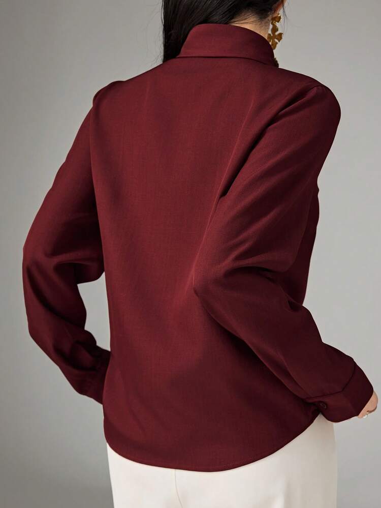 Women's Elegant Sequin Decorated Collar Blouse, Autumn/Winter