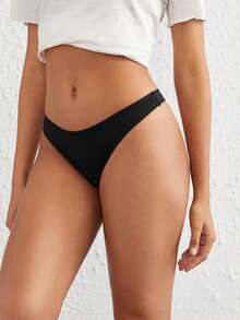 Ocili 天然舒适透气低腰简约性感丁字裤 - 黑色