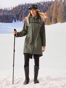 OutZeal Veste d'extérieur pour femmes, résistante à l'eau et coupe-vent, avec cordon de serrage à la taille, longueur hanches, avec poches, pour randonnée et camping