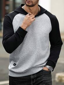 Manfinity CasualCool Men's Casual Contrast Color Hoodie Sweatshirt Men Knit Shirt Plus Size Men Hoodies Men Hoodies Pullovers Mens Hoodies Casual Old Money,Daily Leisure, Weekend Trips, Outdoor Activities, Travel Expeditions, Relaxed Work Environments Or Semi-Formal Occasions, Boyfriend/Husband Gift, Anniversary Gift Party Christmas New Years Wedding - Multicolor - View 1