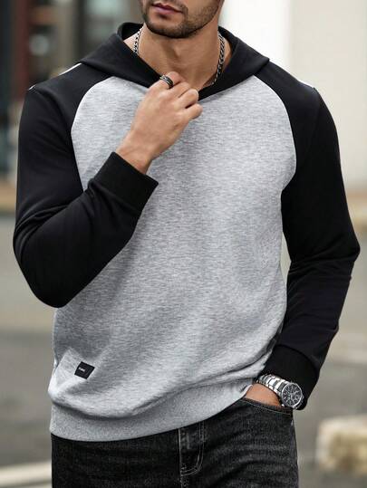 Manfinity CasualCool Men's Casual Contrast Color Hoodie Sweatshirt Men Knit Shirt Plus Size Men Hoodies Men Hoodies Pullovers Mens Hoodies Casual Old Money,Daily Leisure, Weekend Trips, Outdoor Activities, Travel Expeditions, Relaxed Work Environments Or Semi-Formal Occasions, Boyfriend/Husband Gift, Anniversary Gift Party Christmas New Years Wedding