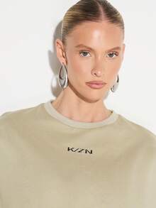 Camiseta básica casual de cuello redondo, manga corta y corte holgado KIZN - Azul Cadete - Ver 6