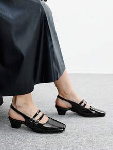 CUCCOO BIZCHIC 女士优雅尖头搭扣高跟鞋，适合通勤 - 黑色 - 查看 7