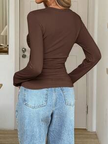 SHEIN LUNE Camiseta ajustada de manga larga y casual para mujer