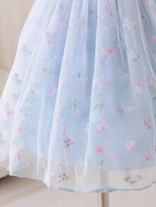 Glamorique Kids 新款婴儿长袖提花网纱连衣裙，适合生日派对、节日庆典以及秋冬季日常穿着。 - 淺藍色 - 查看 5