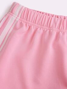 SHEIN Teen Girls' Pink Patchwork Drawstring Waist Loose Casual Sweatpants - Pink - View 7