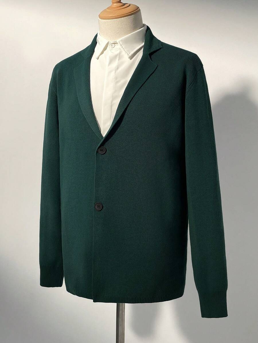 Manfinity Homme Men's Solid Color Minimalist Casual Cardigan - Green - View 1