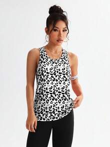 Easithlete Women's Leopard Print Sports & Leisure Tank Top, Summer Youngboy Never Broke Again - Grey - View 5