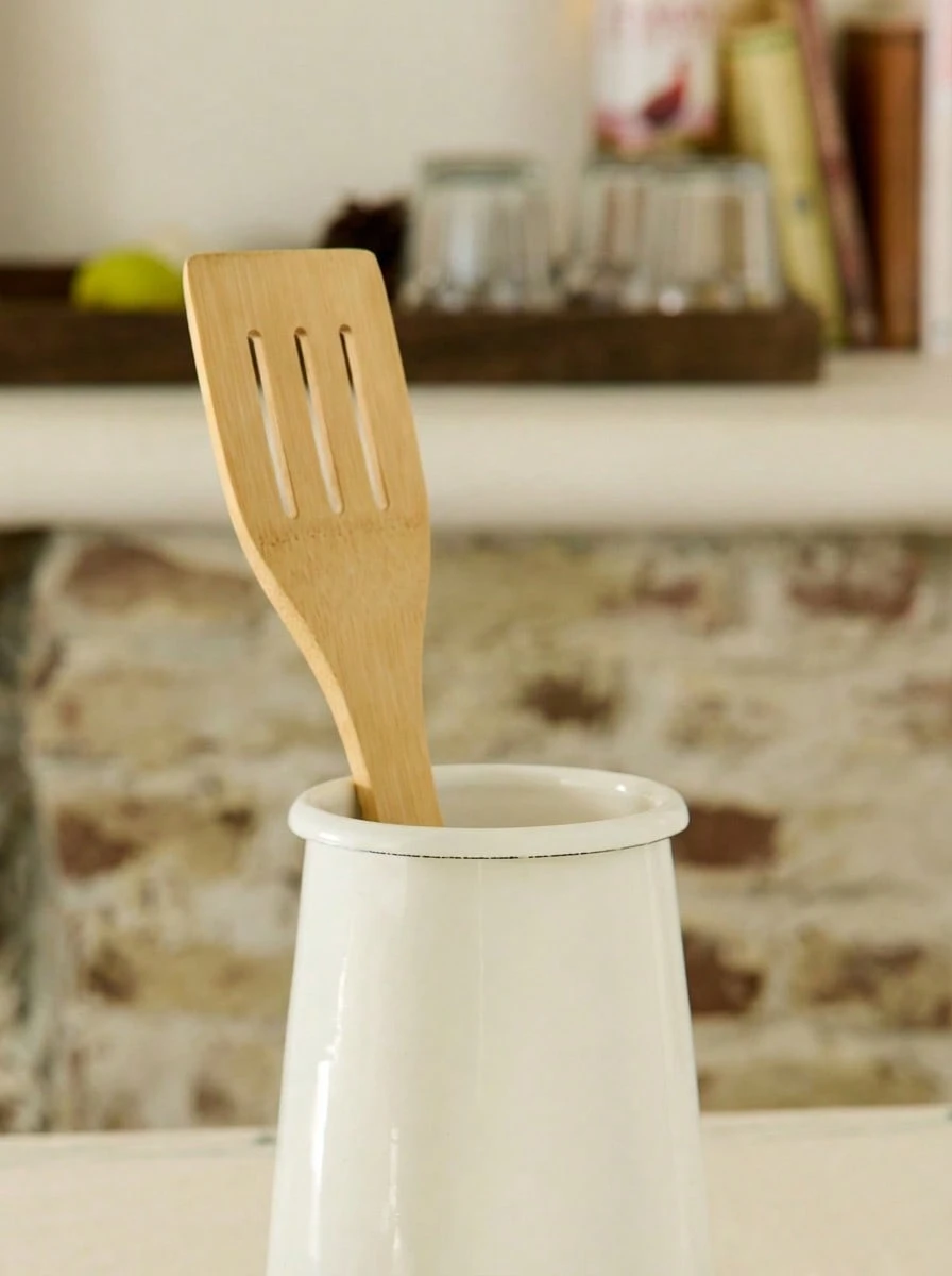 Cirelle 1 pieza Espátula para salteado de bambú, utensilios de cocina profesionales con mango de bambú, herramienta esencial para cocinar, hornear, regalo para chef, para uso doméstico y restaurante - Multicolor - Ver 1