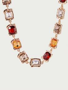 Glisma Chunky Jewelry Retro Light Luxury Rhinestone Studded Square Choker Necklace With A Sense Of Luxury, Court Style Elegant, Niche And Exaggerated Collarbone Necklace For Women - Gold - View 2