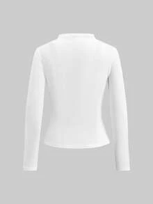 Tseoso 97% Baumwolle 3 Stücke Set Damen Langarm T-Shirts mit hohem Kragen - Schwarz, Weiß & Braun, vielseitig einsetzbare Layering Tops für den Herbst/Winter, für den täglichen Gebrauch, drinnen/Outdoor, Soft Girl, Vintage, Old Money Stil, Rückkehr zur Schule & Geschenk - Verschiedenfarbig - Übersicht 2