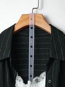 Linhara Áo sơ mi dài tay rộng rãi kẻ sọc cỡ lớn - màu đen - Xem 5