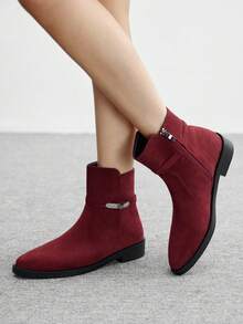CUCCOO BIZCHIC Botines de mujer versátiles y de moda, de estilo minimalista y casual - Burdeos - Ver 4