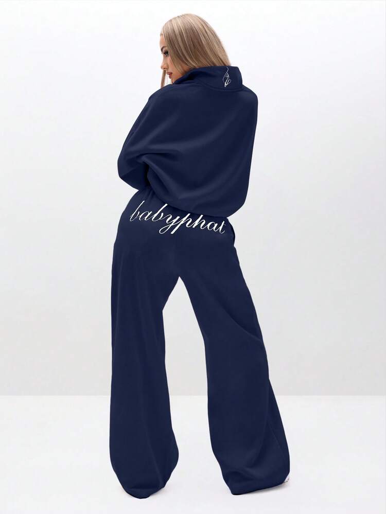 BABYPHAT Relaxed Baggy Sweatpants With Logo Embroidery Wide Leg Loungewear Joggers High Waisted Casual Comfort Pants