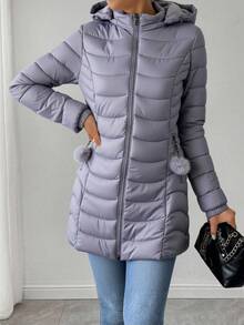 Women Winter Coats - Grey - View 1