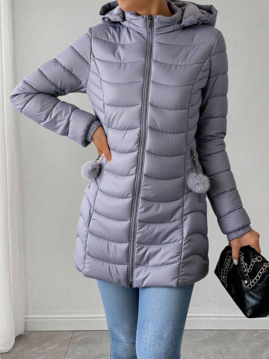 Women Winter Coats - Grey - View 1
