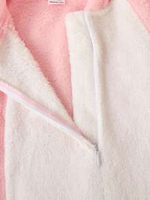 SHEIN Perso Play 婴儿毛绒卡通连帽连体衣，可爱长袖，驴子图案，秋冬款 - 彩色 - 查看 3